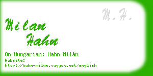 milan hahn business card