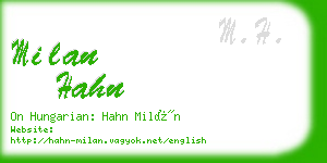 milan hahn business card
